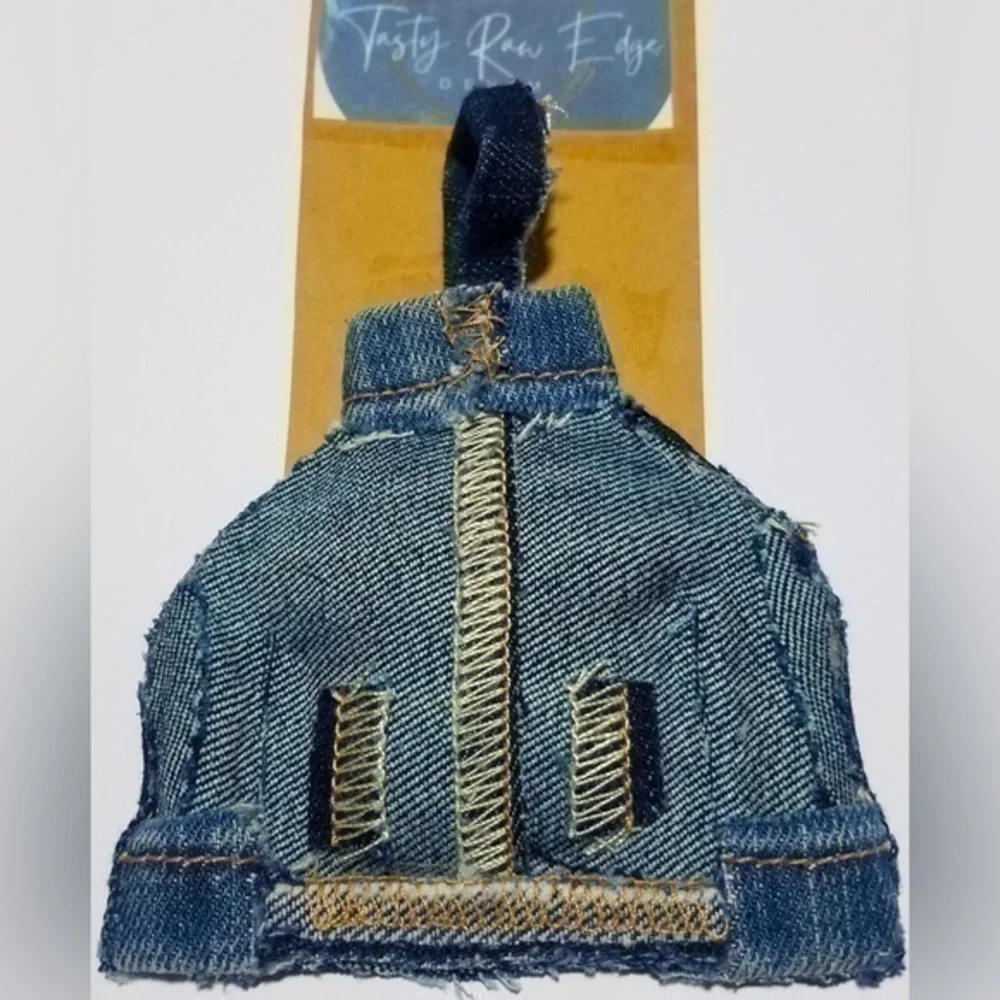 Tasty Raw Edge Denim “Bubble High Neck Lil Denim Coat” Ornament